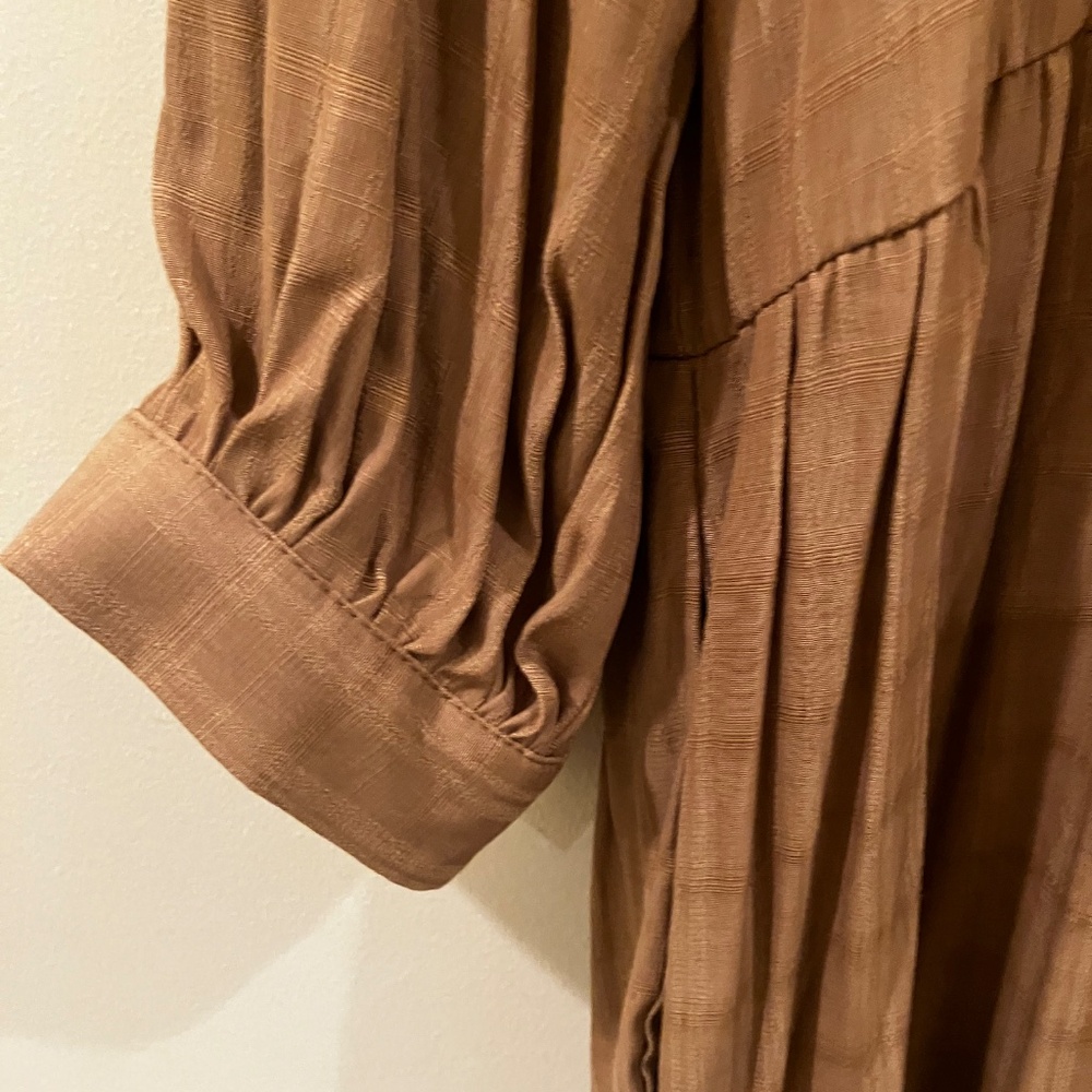 Flowy tiered Tan Mustard Seed Dress WIth Pockets